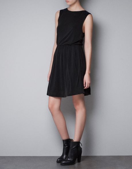 Zara Dress with Sequined Back in Black