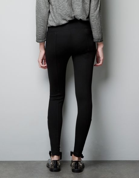 Zara Leggings with Zip Pockets in Black | Lyst