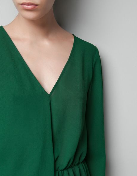 green zara blouse