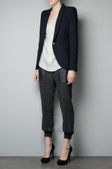 Zara Single Button Blazer with Shoulder Detail