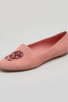 Alexander McQueen Embroidered Sequined Skull Smoking Slipper - Lyst