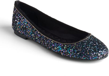 black sequin ballet flats