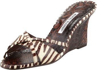 Manolo Blahnik Etsy Zebraprint Snakeskin Wedge Slide - Lyst