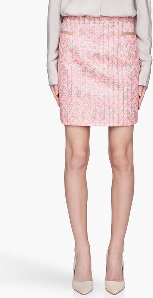 Matthew Williamson Fluorescent Pink Woven Mini Skirt - Lyst