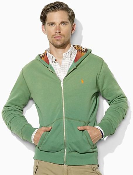 Ralph Lauren Polo Fullzip Lightweight Fleece Hoodie in Green for Men (phoenix red) | Lyst
