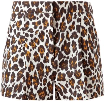 Stella McCartney Leopard Printed Linen Shorts - Lyst