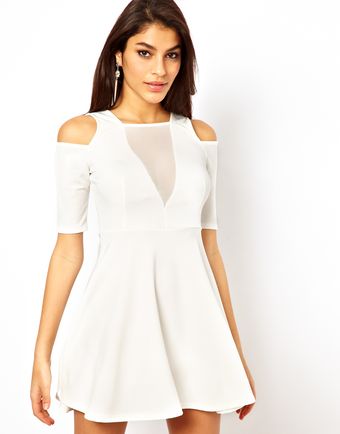 Tfnc Skater Dress with Mesh Insert - Lyst
