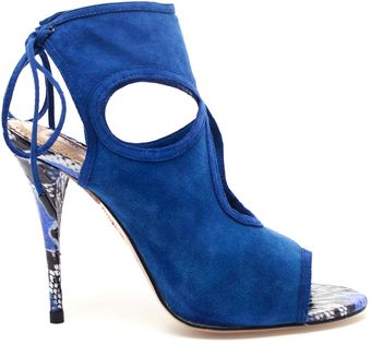 Aquazzura Mod Sexy Thing Suede and Python Peep Toe Pumps - Lyst