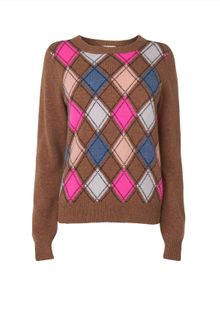 Jaeger Wool Blend Argyle Sweater - Lyst