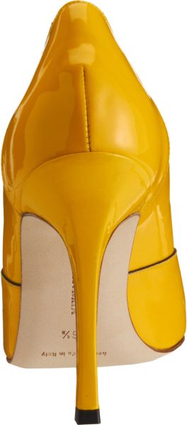 yellow leather pumps
