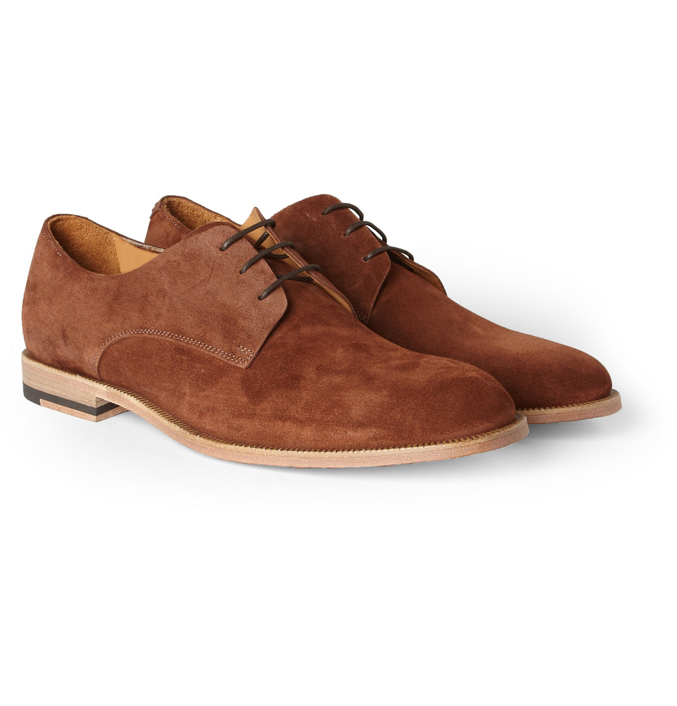 brown suede derby shoes