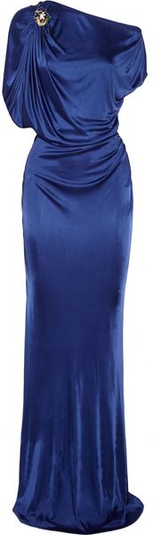 Roberto Cavalli Draped Satin jersey Gown - Lyst