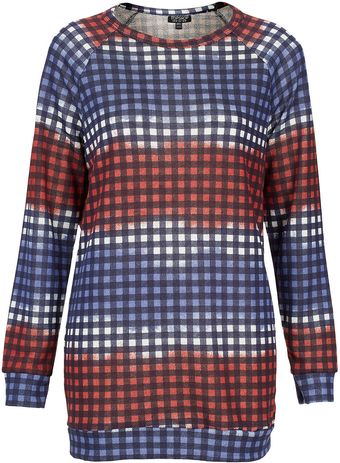 Topshop Longline Ombre Check Sweat - Lyst