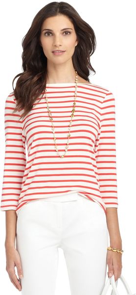 Brooks Brothers Threequarter Sleeve Boatneck Knit Top - Lyst