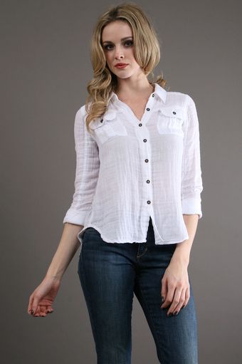 Free People Tride and True Blouse in White - Lyst