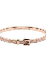 Michael Kors Rose Gold Tone Pave Buckle Bangle Bracelet