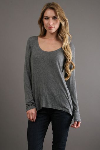 Splendid Long Sleeve Scoop Jersey in Steel - Lyst