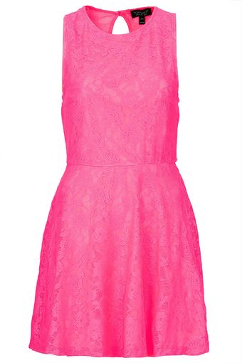 Topshop Fluorescent Lace Flippy Tunic - Lyst