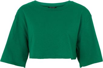 Topshop Elbow Sleeve Crop Tee - Lyst