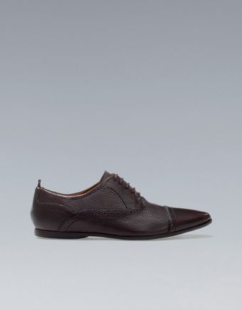 Zara Blucher with Brogueing On The Toe Cap - Lyst