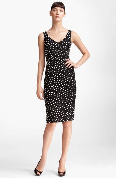 Dolce & Gabbana Polka Dot Stretch Cady Dress In Black 