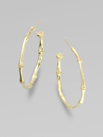 Dominique Cohen 18k Gold Bamboo Hoop Earrings - Lyst