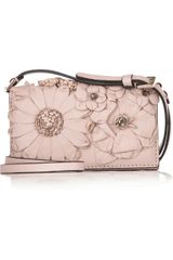 Valentino Floral appliquéd Leather Mini Shoulder Bag