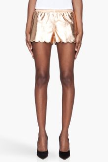 Versus  Gold Leather Tap Shorts - Lyst