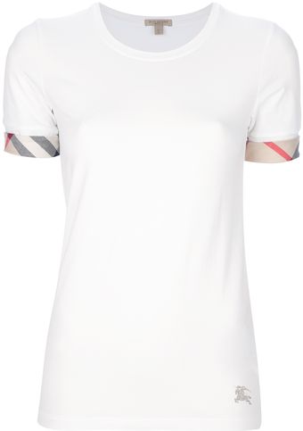 Burberry Brit Check Detail Tshirt - Lyst