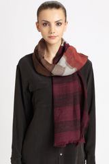 Burberry Layered Stripe Wool Silk Scarf