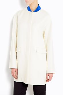 DKNY Wool Blend Collarless Coat - Lyst