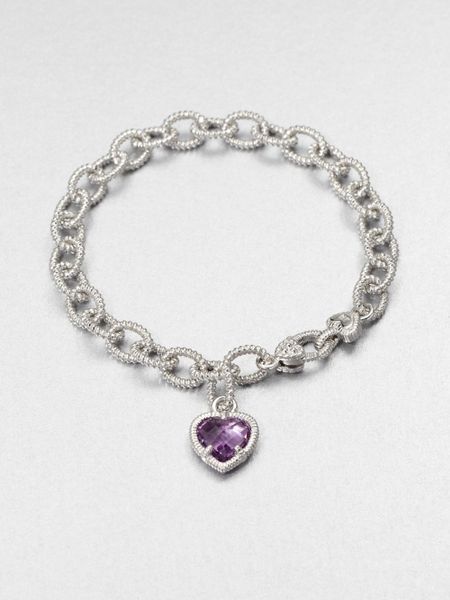Judith Ripka Sterling Silver Charm Braceletamethyst in Silver (purple ...