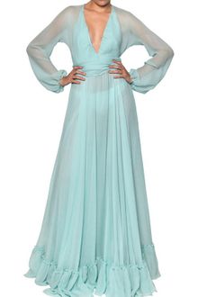 Luisa Beccaria Silk Chiffon Long Dress - Lyst
