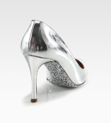 miu miu silver glitter heels