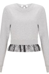 Peter Som  Lace Hem Knit Top