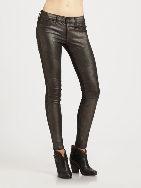 Rag & Bone Skinny Leather Jeansanthracite in Black (anthracite) - Lyst