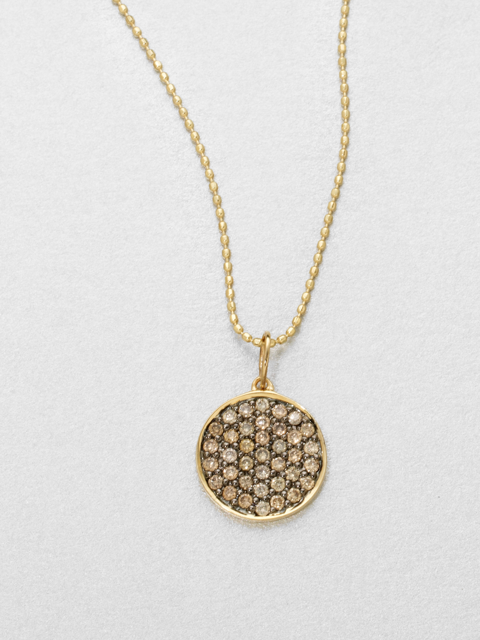 Sydney Evan Diamond 14k Gold Disc Pendant Necklace in Gold | Lyst