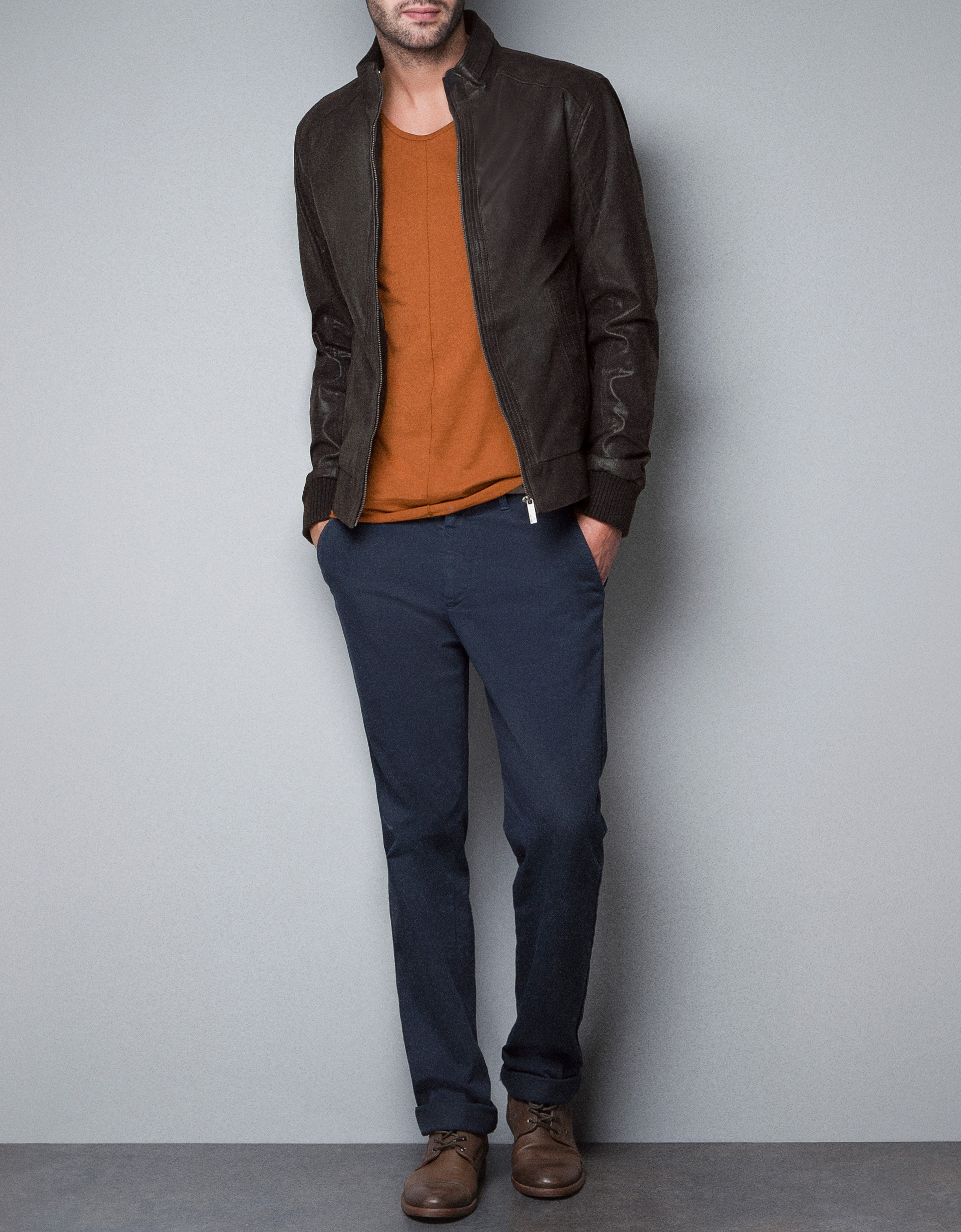Zara Leather Jacket in Brown for Men | Lyst