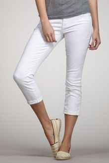 7 For All Mankind The Skinny Crop Roll Clean White Jeans - Lyst