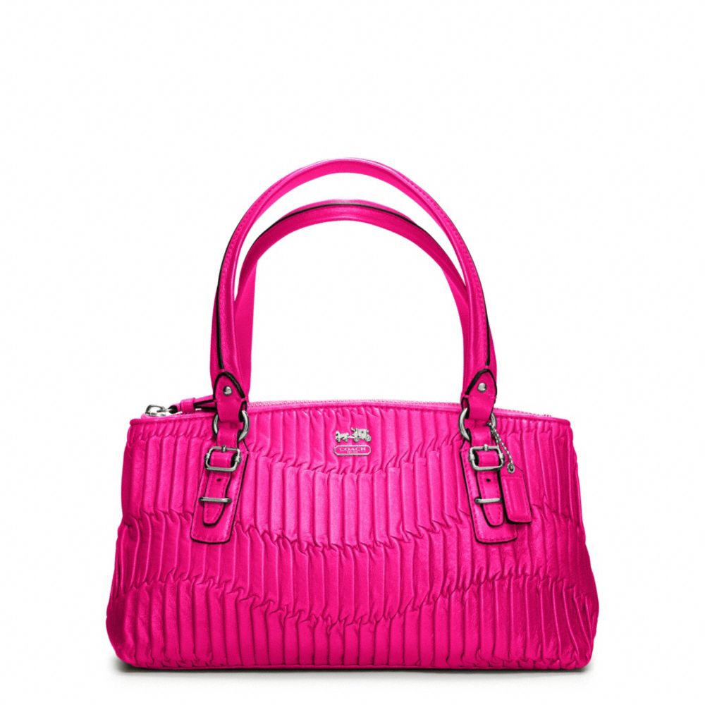 Coach Madison Gathered Leather Small Bag in Pink (silver/hot pink) | Lyst