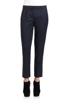 Cut 25 By Yigal Azrouel Leather Trim Gabardine Pants - Lyst