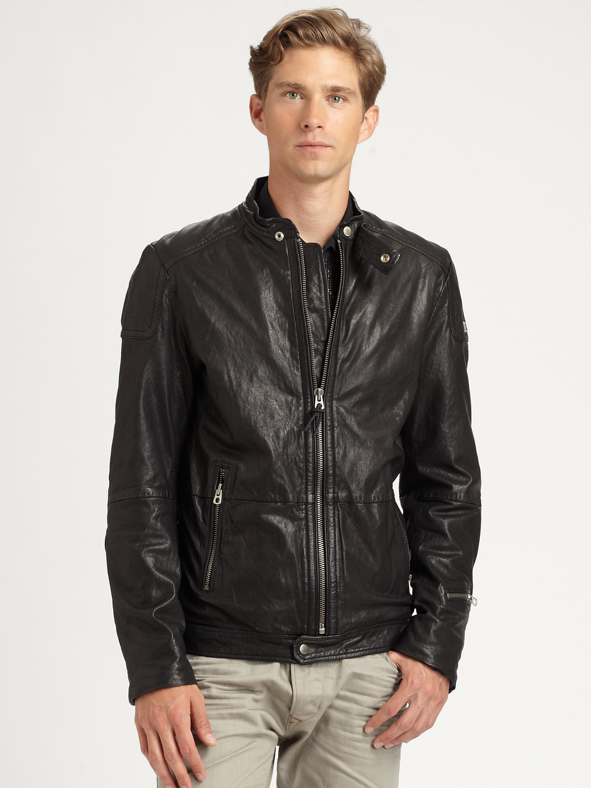 Diesel Lophophora Leather Jacket in Black for Men | Lyst