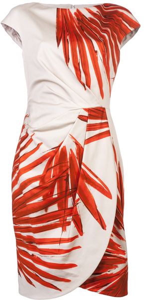 Lela Rose Palm Print Dress - Lyst