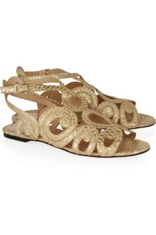 Charlotte Olympia Coralia Snake Effect Leather Sandals - Lyst