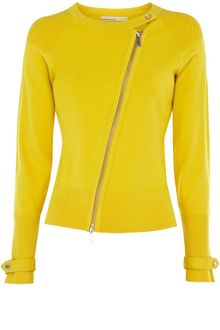 Karen Millen Zippy Textured Knit Cardi - Lyst