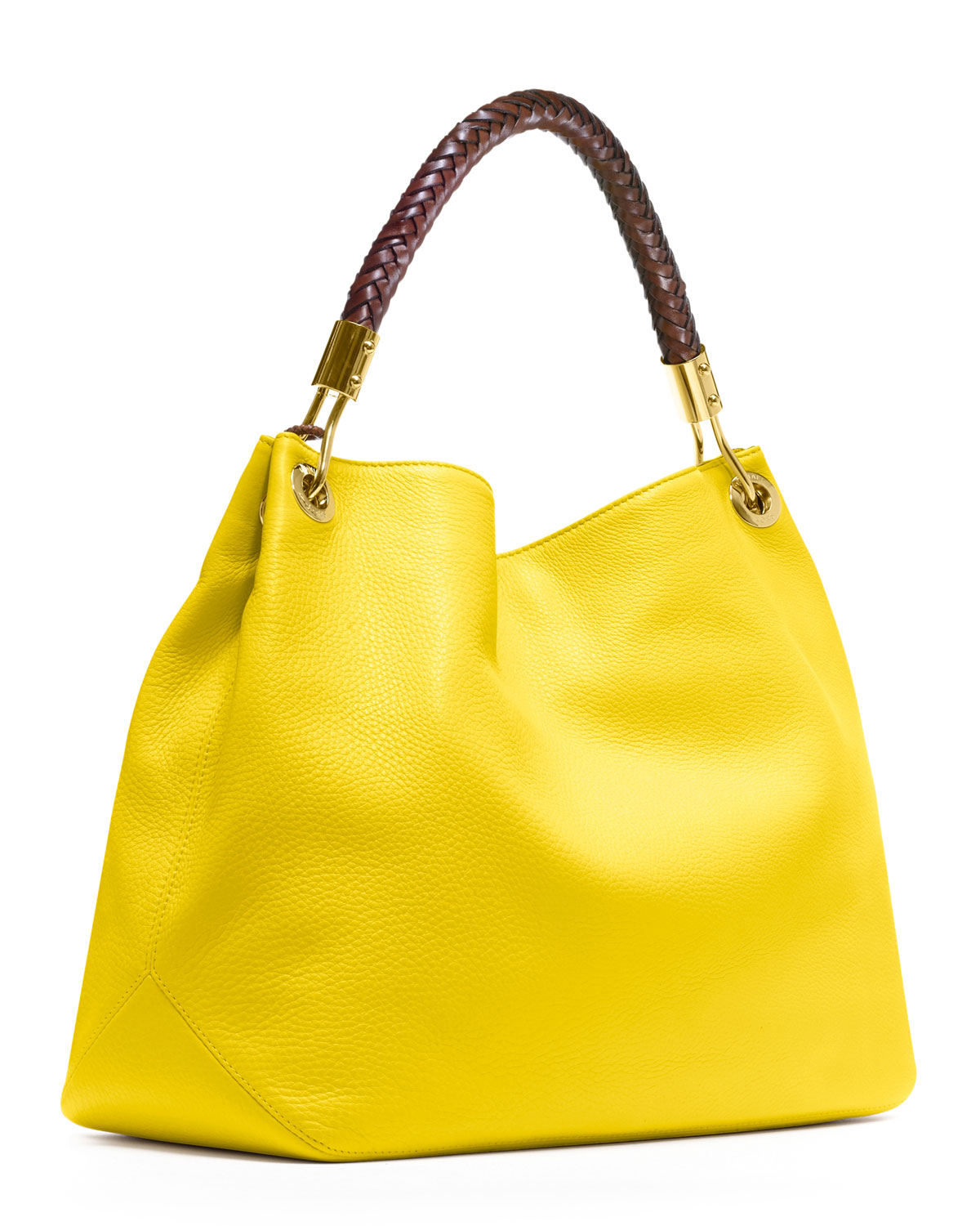 yellow leather shoulder bag