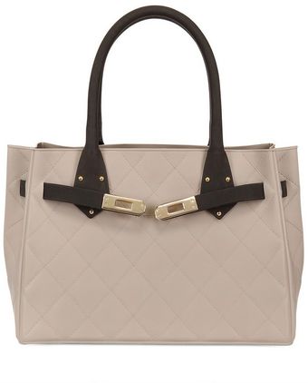 Designinverso Studded Quilted Pvc Top Handle Bag - Lyst