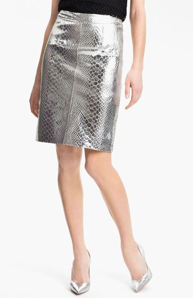 Silver Leather Skirt 85