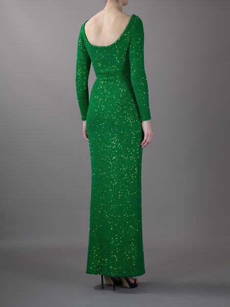 Oscar De La Renta Beaded Dress in Green | Lyst