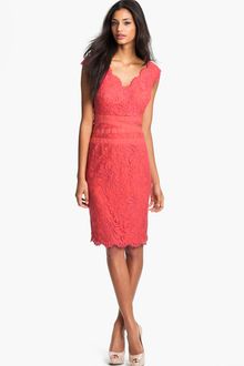 Tadashi Shoji Lace Tulle Sheath Dress - Lyst